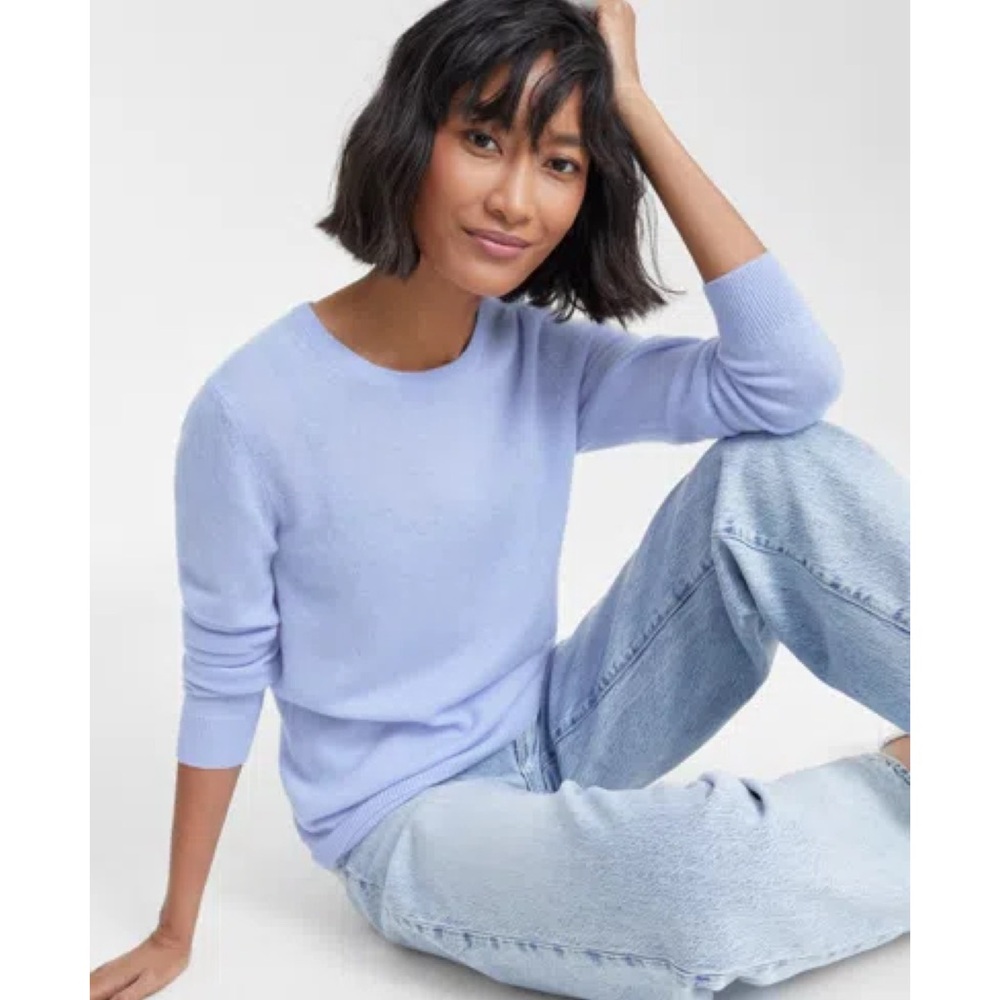 Charter Club Lilac Purple Crewneck 100% Cashmere Fine-Knit Long Sleeve Sweater S
